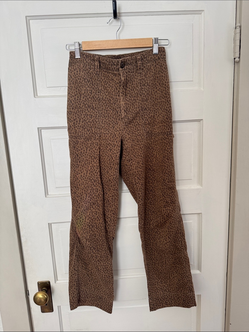 GAP Brown Leopard-Print Straight Leg Pants